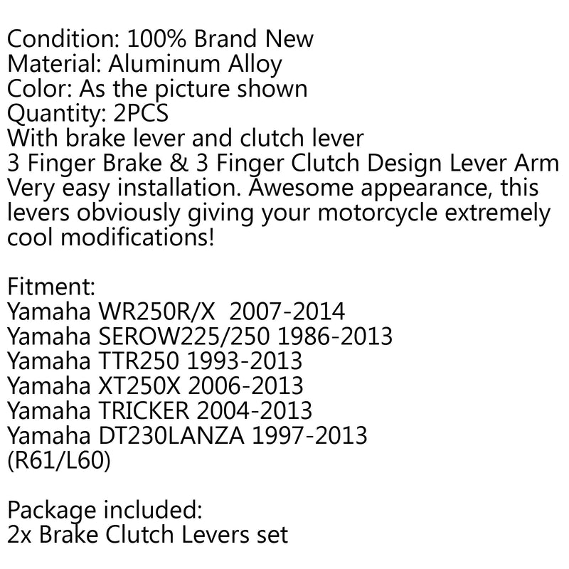 Dirt Bike Pivot Brake Clutch Levers For Yamaha YWR250R/X TTR250 TRICKER Generic