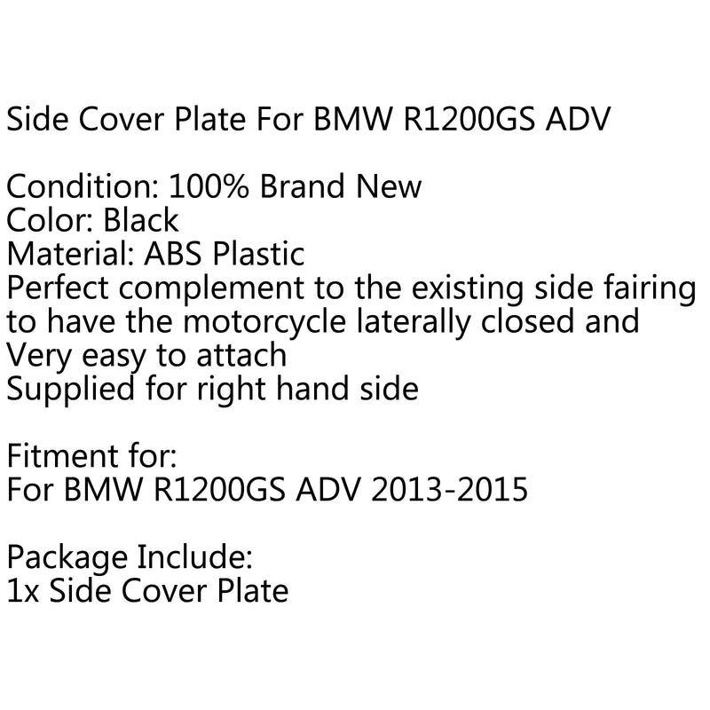لوحة غطاء جانبي الإطار الأيمن لوحة جانبية لسيارات BMW R1200GS ADV 2013-2015 Generic