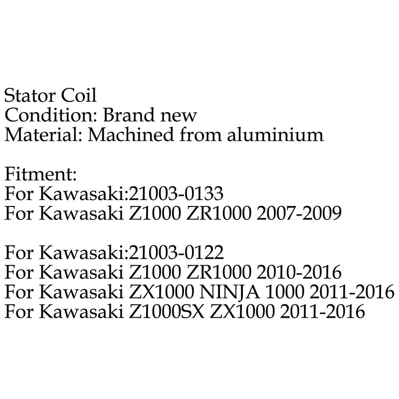 Bobina Estator Para Kawasaki Z1000 ZR1000 (07-2016) Z1000SX ZX1000 NINJA (11-2016) Generico
