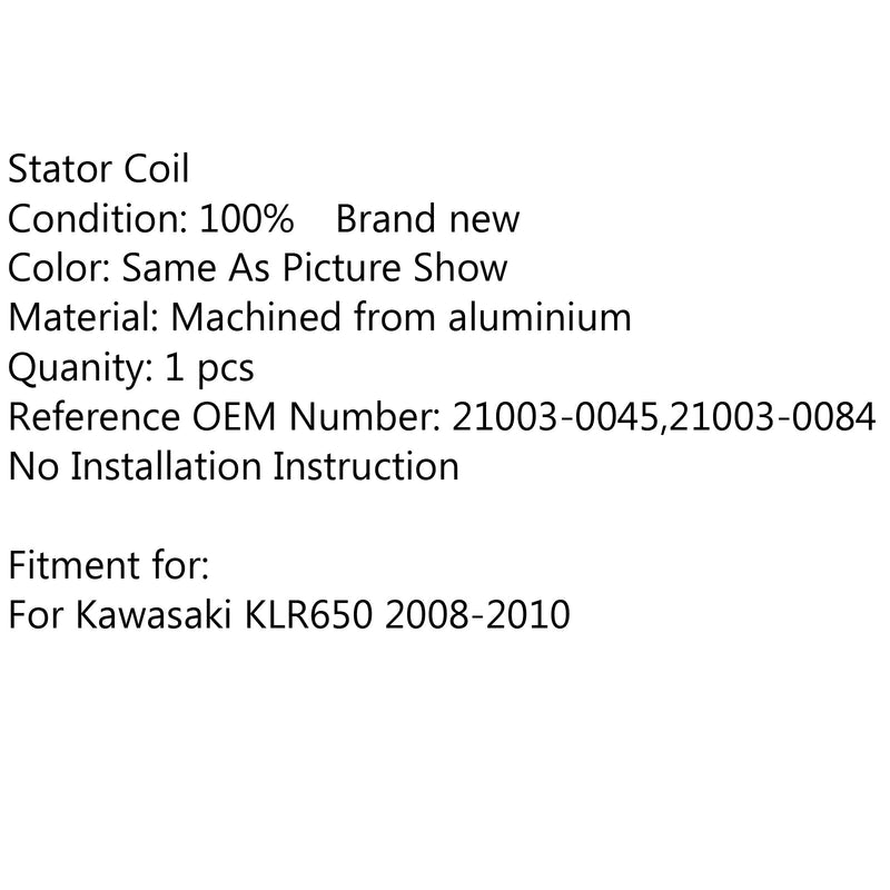 Magneto Generador Estator Bobina 21003-0045 Para Kawasaki KLR 650 (08-2010) Genérico