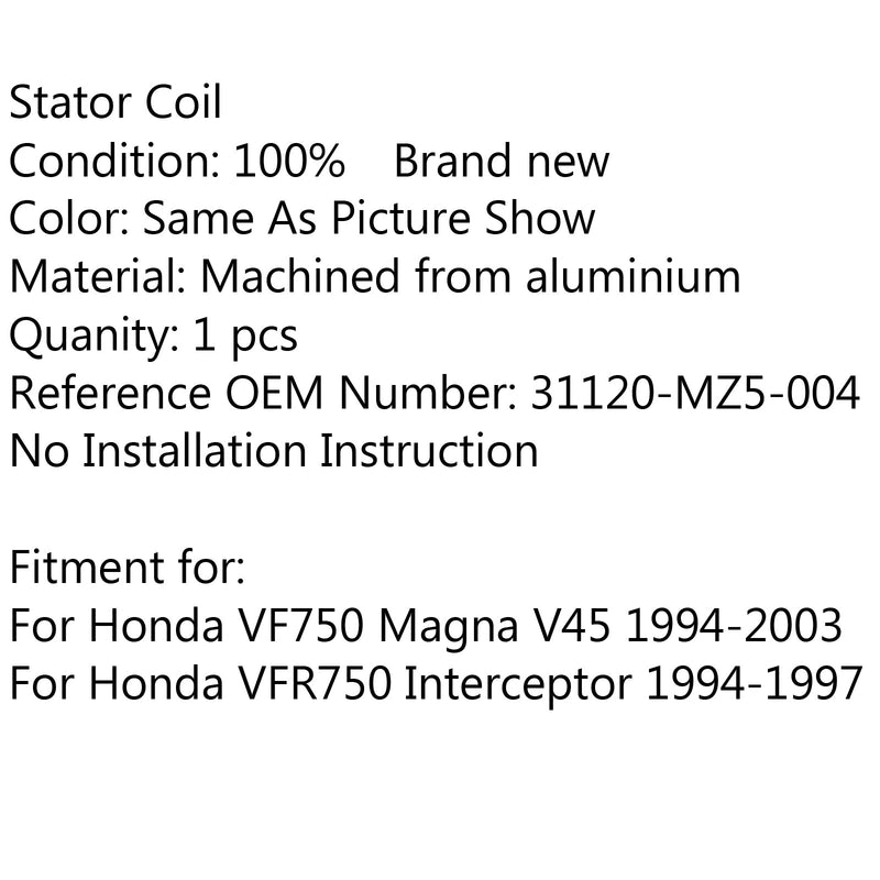 Bobina del estator del generador Magneto para Honda VF750 Magna V45 (94-03) Interceptor (94-97) Genérico