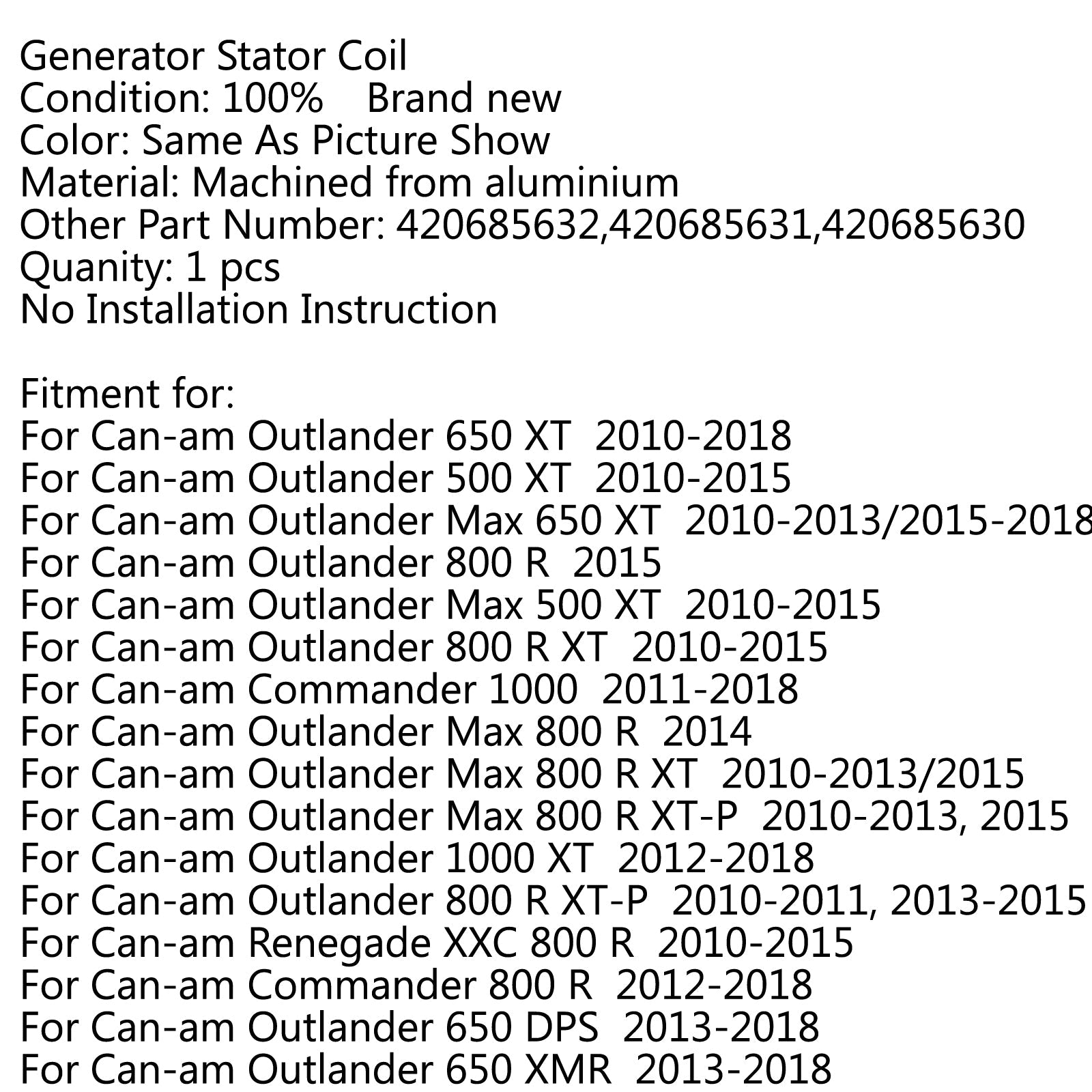 الملف الثابت للمولد المغناطيسي لـ Can-am Outlander 650 XT (10-18) Commander 1000 Generic