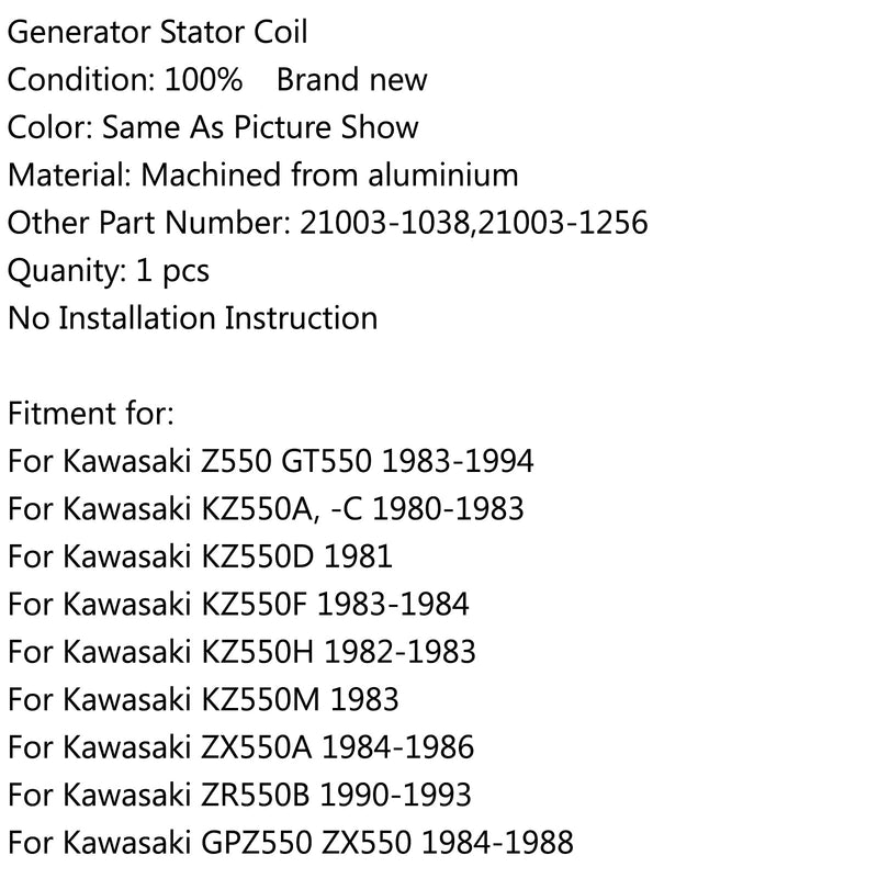 Bobina del estator del generador para Kawasaki Z550 GT550 (83-1994) GPZ550 ZX550 (84-1988) Genérico