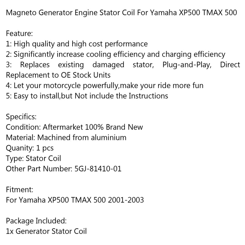 مولد الجزء الثابت 5GJ-81410-01 لياماها XP500 TMAX 500 (01-03) عام