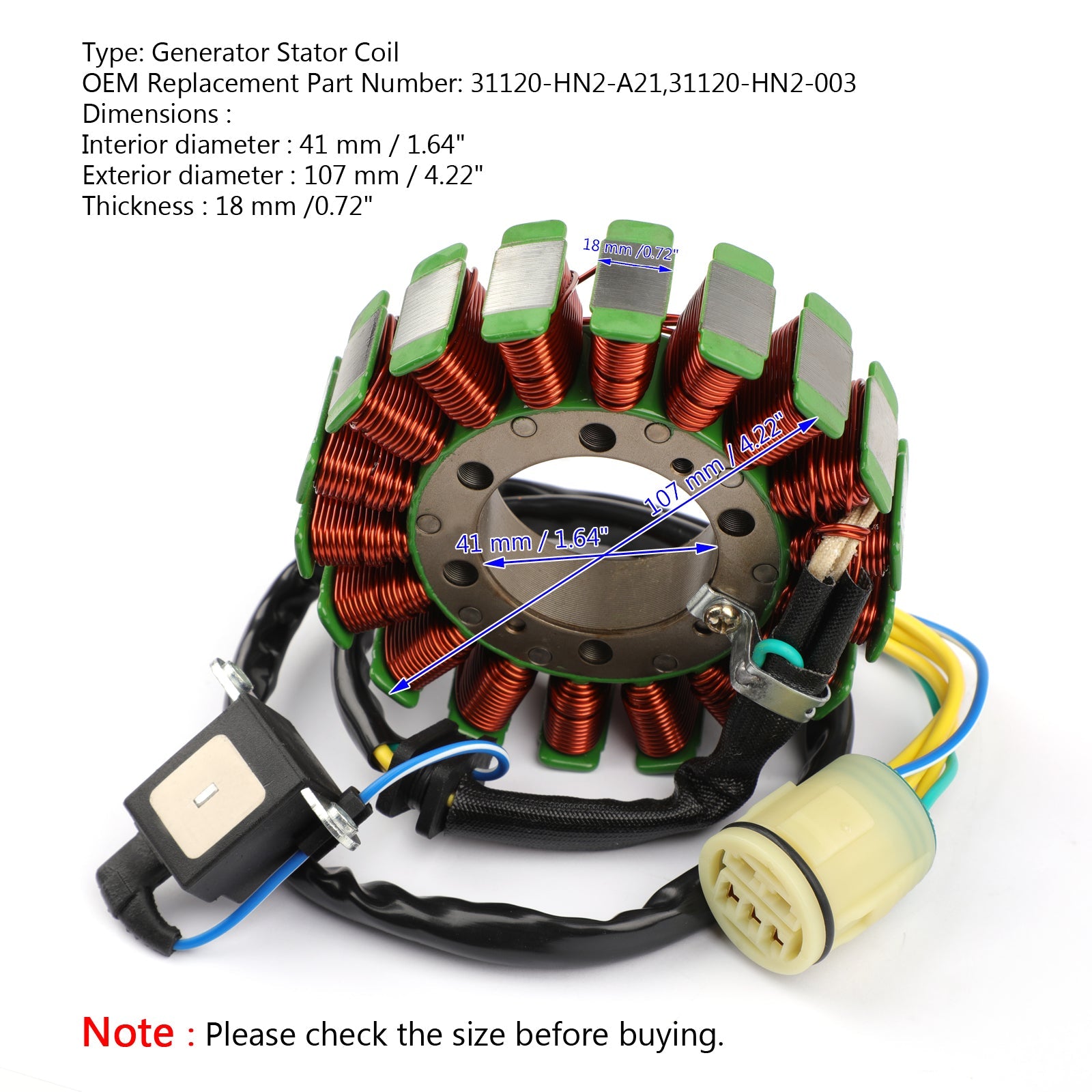 Generator Stator Coil 31120-HN2-A21 For Honda TRX500 Foreman Rubicon 500 01-2014 Generic