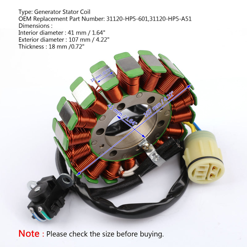 Generator Stator Coil For Honda TRX420 Rancher FE FM 2007 2008 2009 2010-2013 Generic