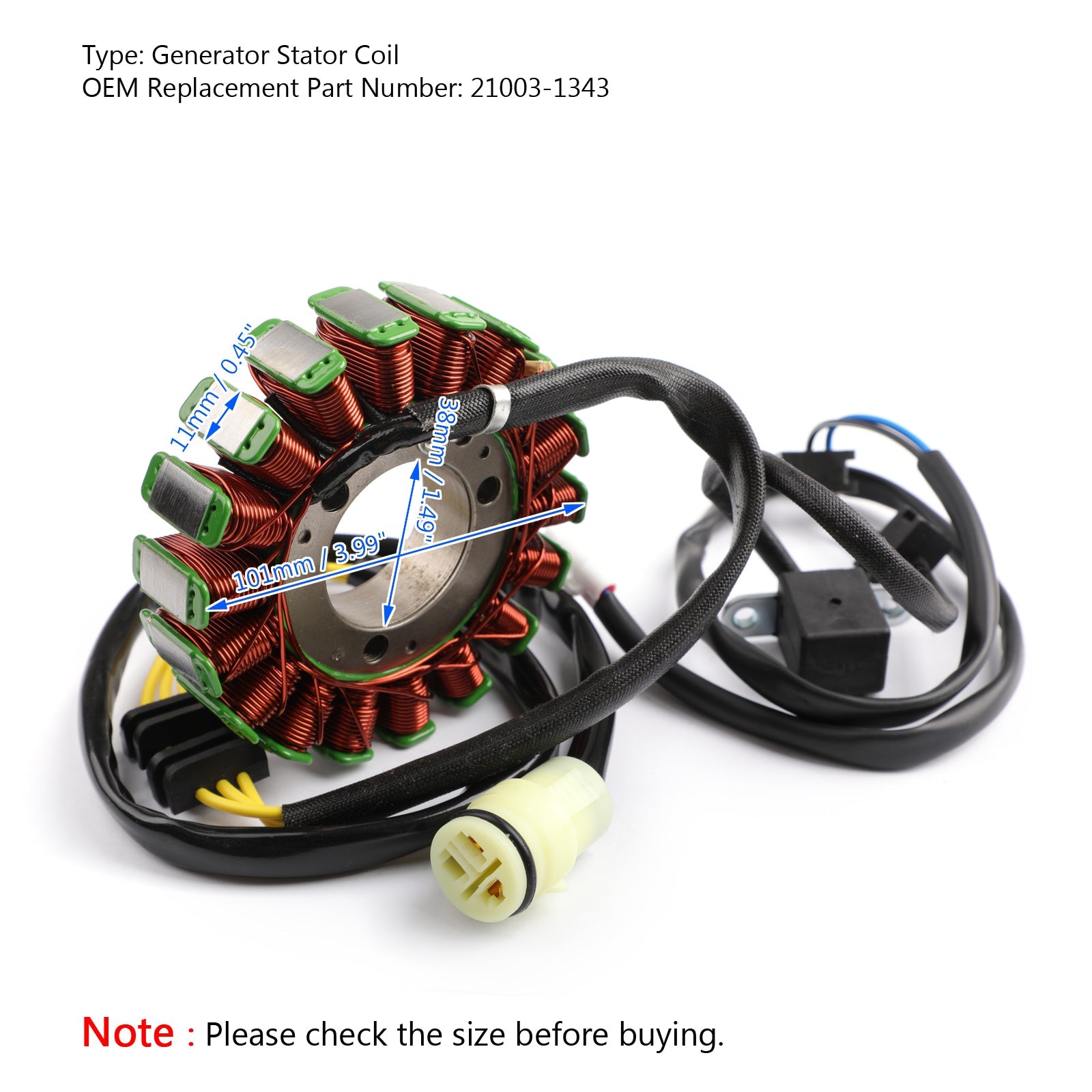 Magneto Generator Stator Coil For Kawasaki KVF300 Prairie 1999-2002 21003-1343 Generic