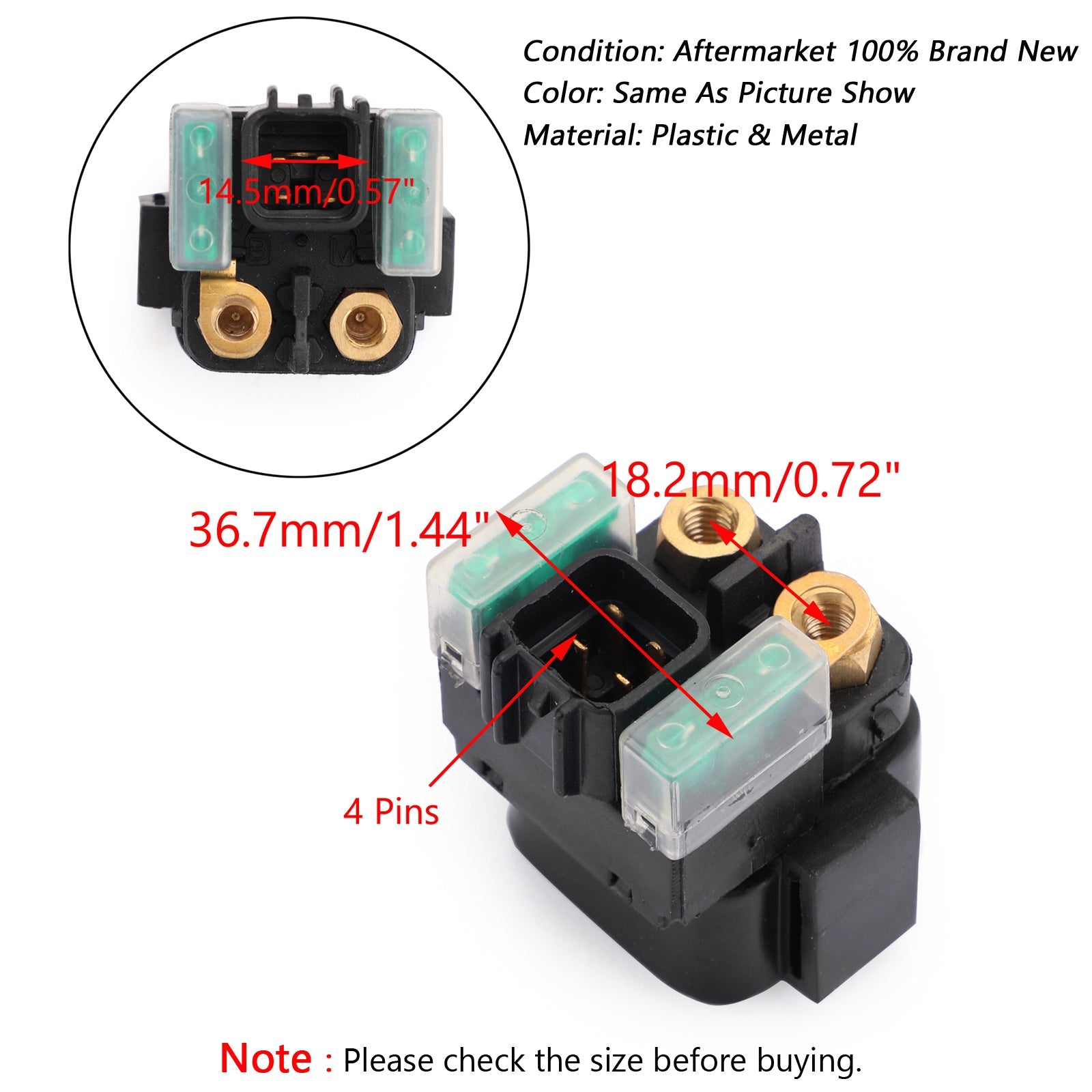 Solenoide de relé de arranque para YAMAHA RAPTOR 700 YFM700R 2006 07 08 2009 ATV SN35 genérico