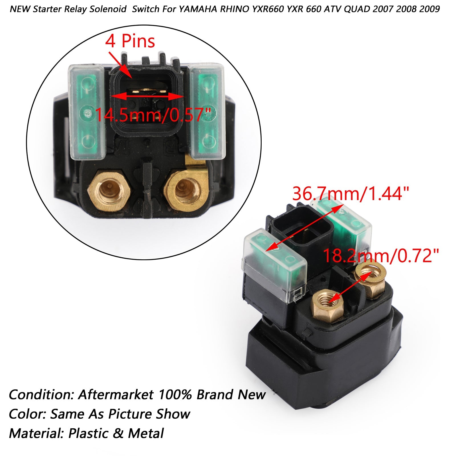 STARTER RELAY SOLENOID For YAMAHA RHINO YXR660 YXR 660 ATV QUAD 2007 2008 2009 Generic