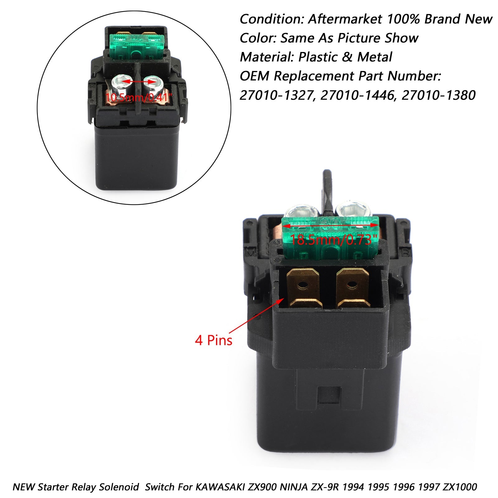 Starter Relay Solenoid For KAWASAKI ZX900 NINJA ZX-9R 1994 1995