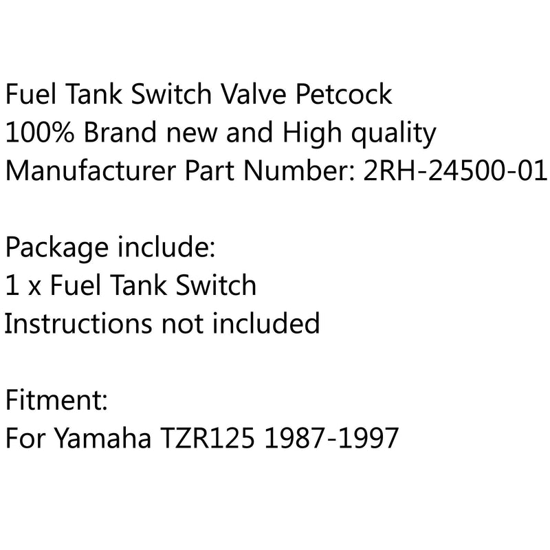 Bomba de válvula de interruptor de combustible para tanque de gasolina llave de purga 2RH-24500-01 para Yamaha TZR125 1987-1997 genérico