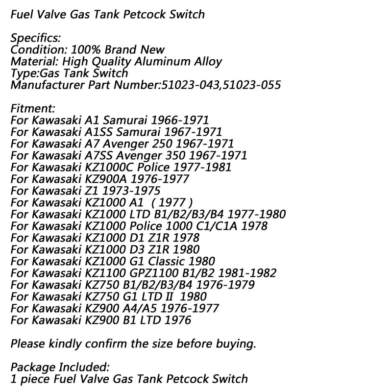 الوقود بيتكوك صمام خزان الغاز التبديل لكاواساكي A1 الساموراي Z1 KZ1000 51023-043 عام