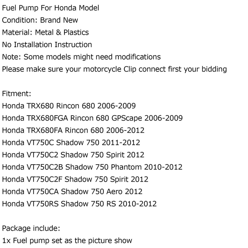 Fuel Pump For Honda VT750C VT750C2 VT750C2B VT750C2F VT750Ca Shadow 750 TRX680 Generic