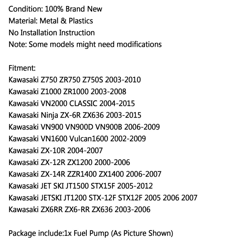Fuel Pump For Kawasaki VN900 D B 06-09 VN2000 CLASSIC ZX6 RR 636 14R 12R 10R Generic