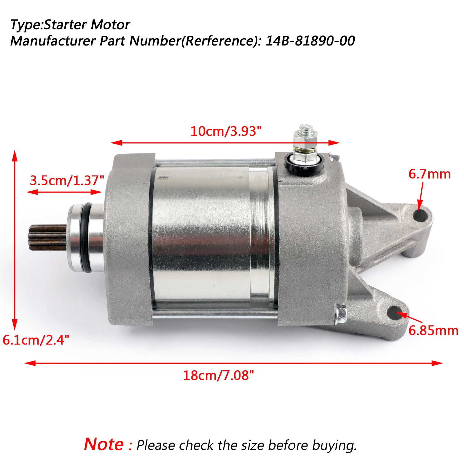 Starter Motor Engine Starting 14B-81890-00 For Yamaha YZF R1 R1 2009-2014 2012 Generic