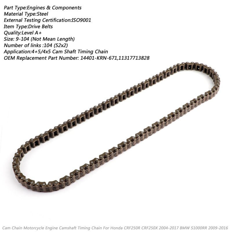Cams Cam Timing Chain Fit for Honda CRF250R CRF 250R 04-09 CRF250X 04-17 Generic