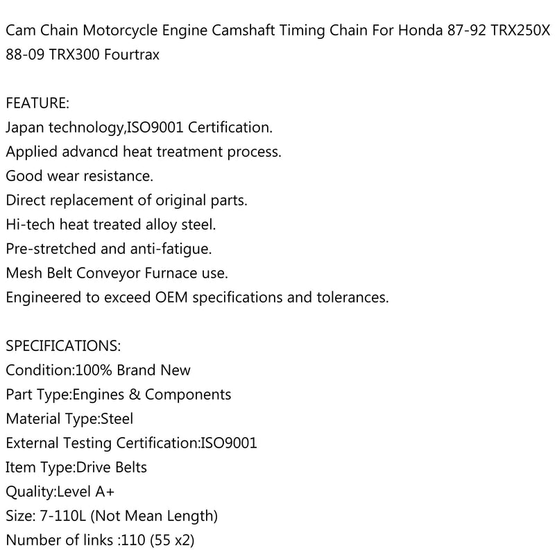 Cadena de leva de distribución para Honda TRX250X TRX300EX TRX300 250X 300EX 14401-HC0-003 genérico
