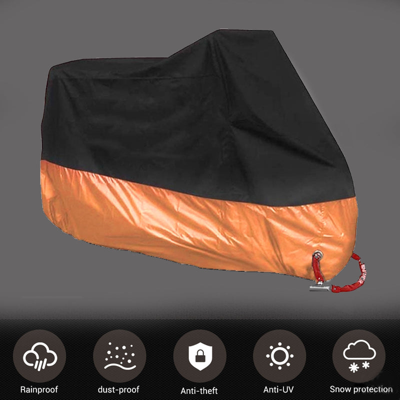 L/XXL/3XL غطاء المطر للدراجات النارية باللونين الأسود والبرتقالي مقاوم للماء لـ Dyna Electra Glide Generic