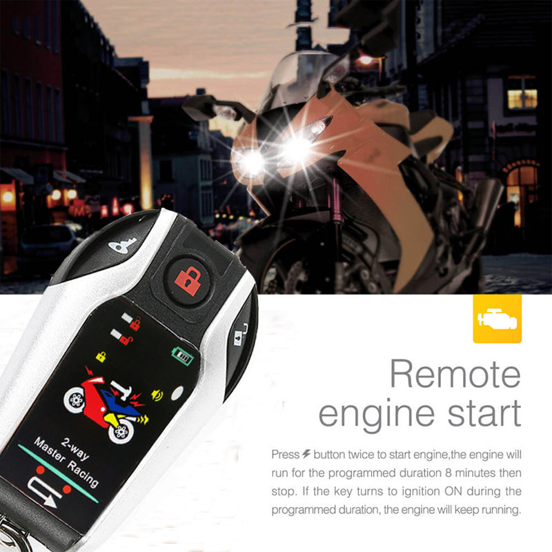 2 Way Motorcycle Alarm Anti-theft System Scooter Remote Engine Start Universal Generic