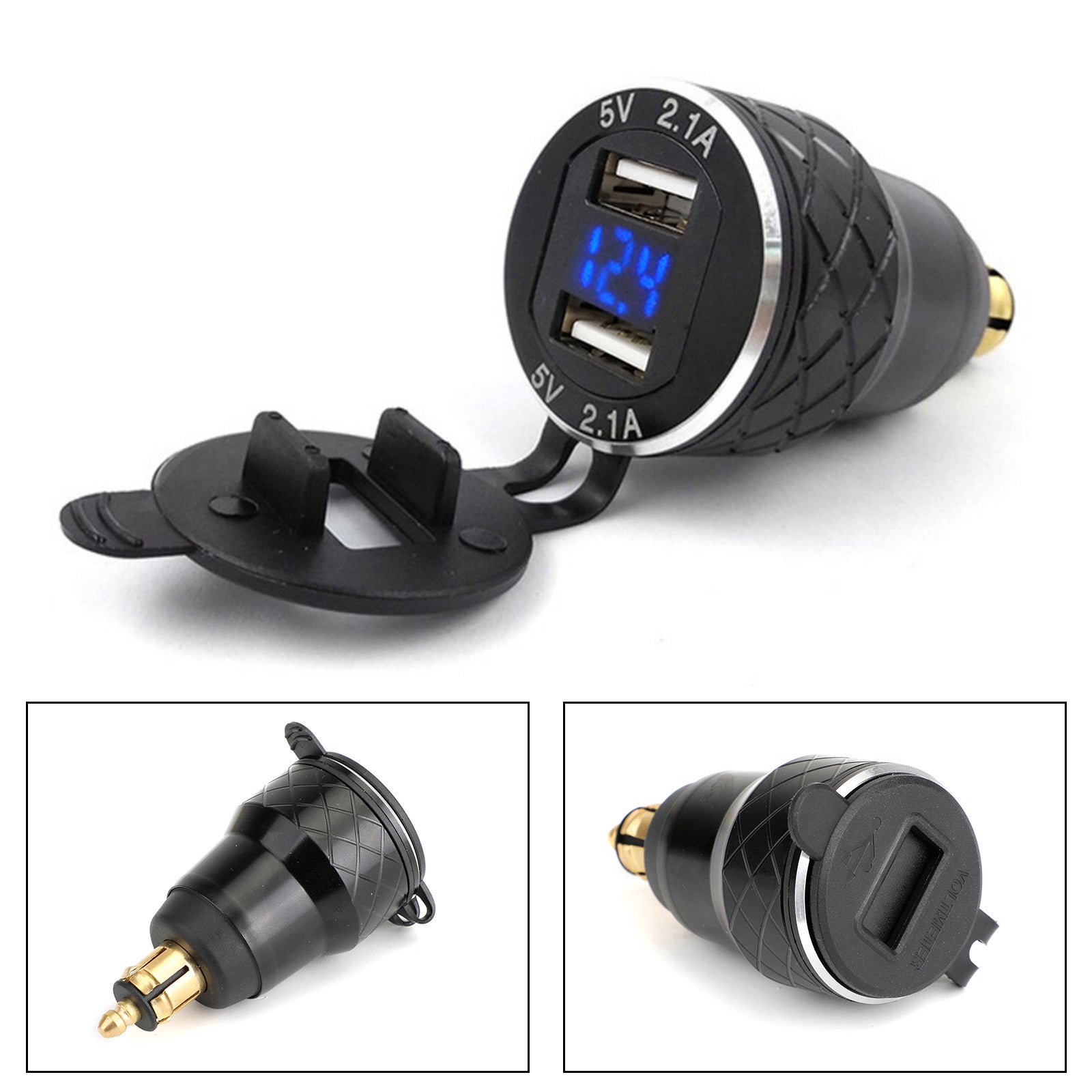 Motorcycle Dual USB Charger DIN Socket Voltmeter For BMW Motorbike EU Plug