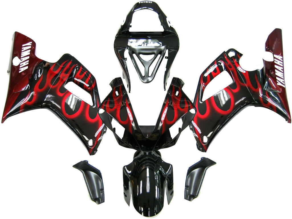 Fairings 2000-2001 Yamaha YZF-R1 Black & Red Flame R1  Generic