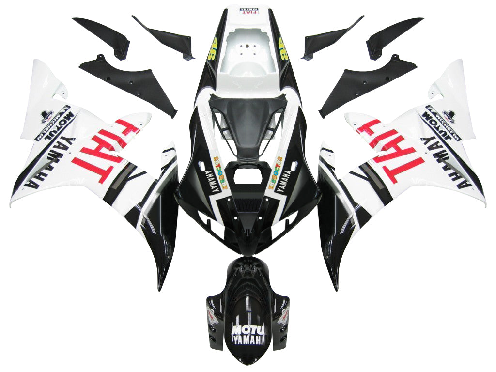 Fairings 2002-2003 Yamaha YZF-R1 Black White No.46 FIAT  Generic