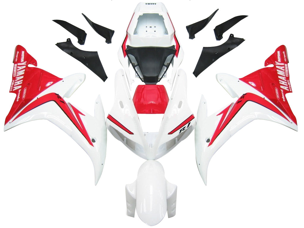 Fairings 2002-2003 ياماها YZF-R1 أبيض أحمر R1 سباق عام