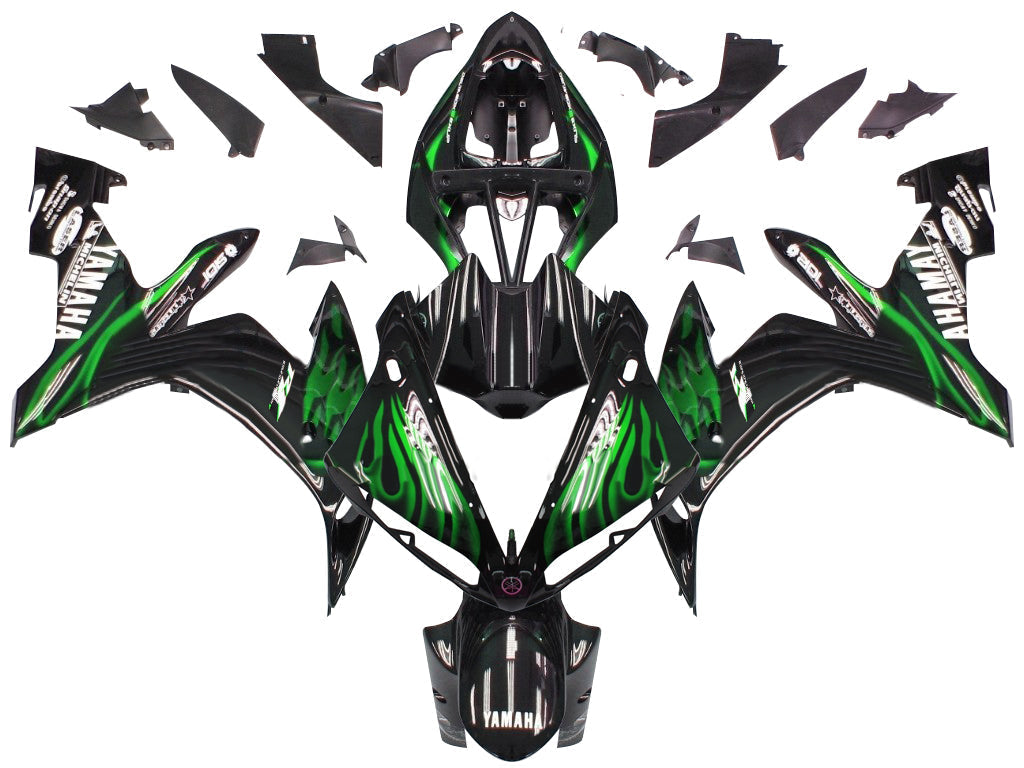 Fairings 2004-2006 Yamaha YZF-R1 Black & Green Flame R1  Generic