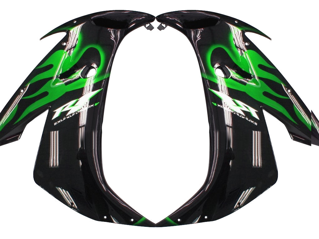 Fairings 2004-2006 Yamaha YZF-R1 Black & Green Flame R1  Generic