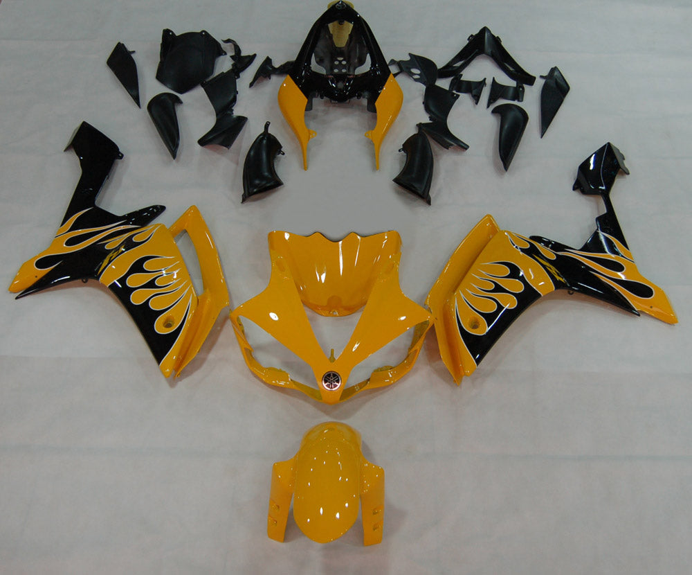 Fairings 2007-2008 Yamaha YZF-R1 Yellow & Black Flame R1  Generic