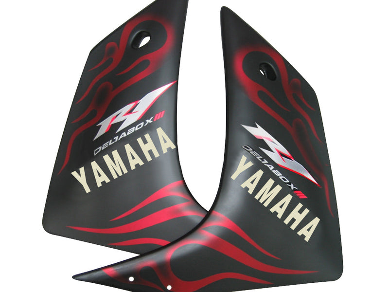 Fairings 2007-2008 Yamaha YZF-R1 أسود مطفي وأحمر لهب R1 عام