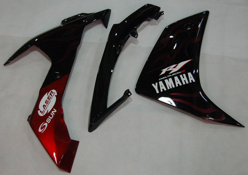 Fairings 2007-2008 ياماها YZF-R1 لهب أسود وأحمر R1 عام