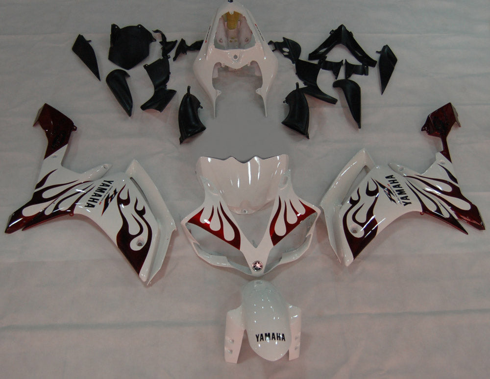 Fairings 2007-2008 Yamaha YZF-R1 White & Dark Red Flame R1  Generic