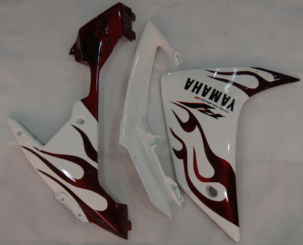 Fairings 2007-2008 Yamaha YZF-R1 White & Dark Red Flame R1  Generic