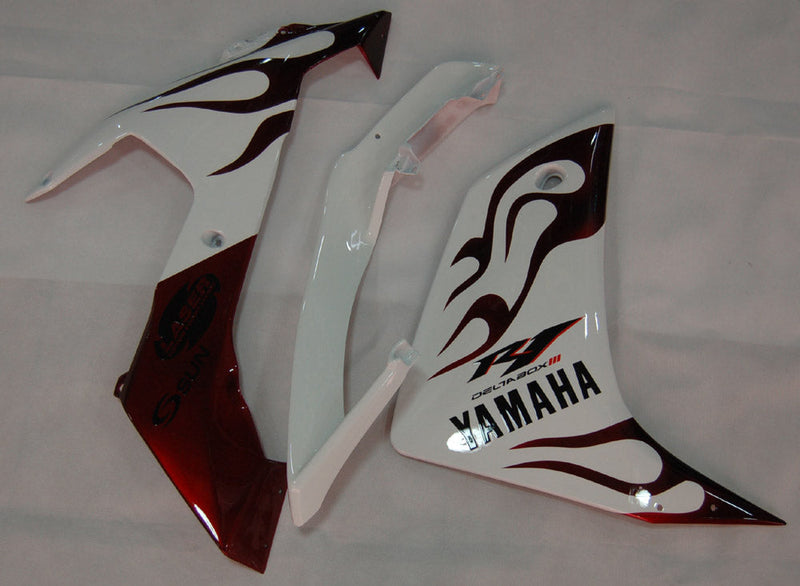 Fairings 2007-2008 Yamaha YZF-R1 White & Dark Red Flame R1  Generic