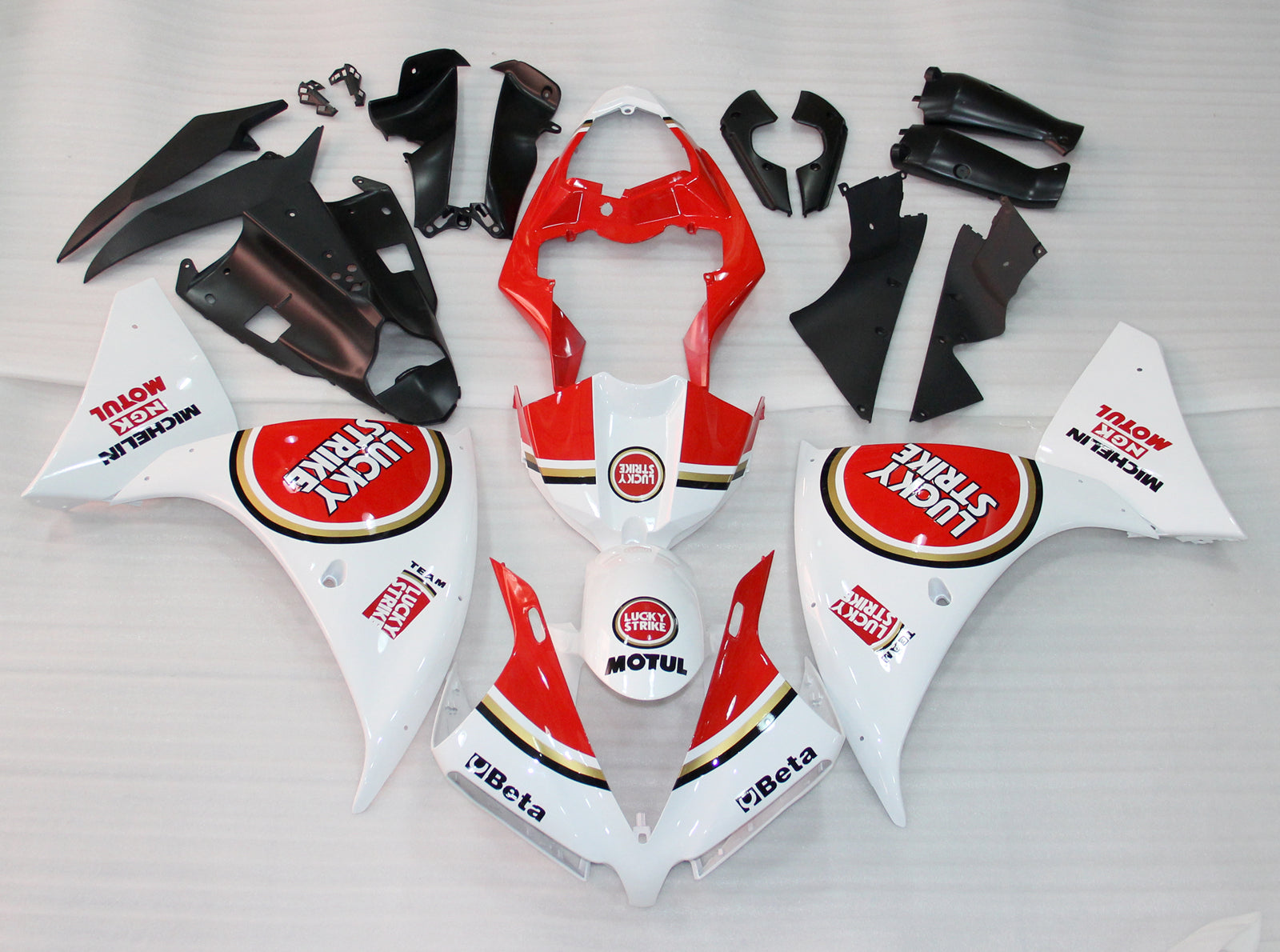 Fairings Plastics 2012-2014 Yamaha YZF R1 Red White Lucky Strike  Generic