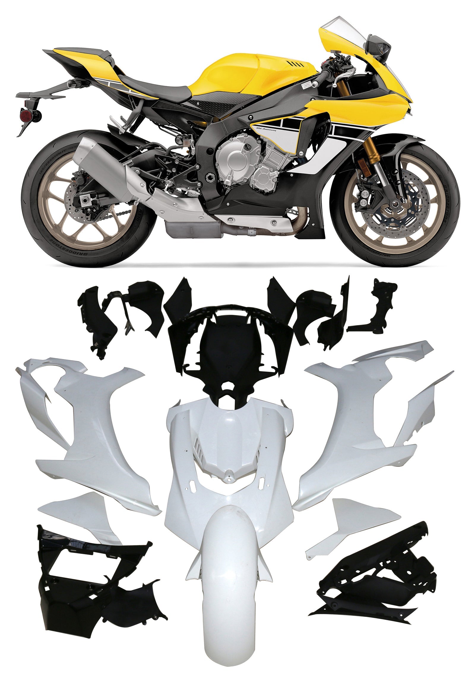 Fairings YZF 1000 R1 (2015-2019) Bodywork Fairing ABS Injection Molded Plastics Set 7 Color Generic