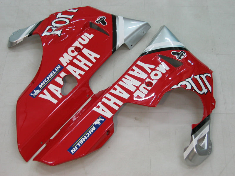 Fairings 1998-1999 Yamaha YZF-R1 أحمر فضي رقم 7 فورتونا عام