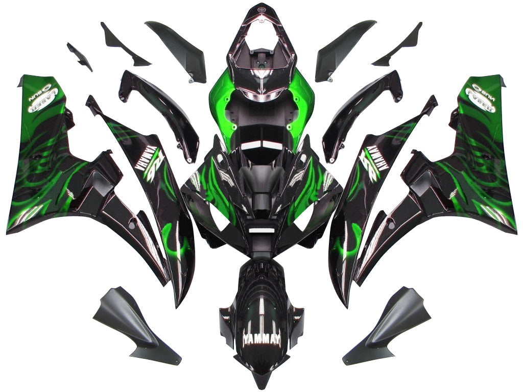 Fairings 2006-2007 Yamaha YZF-R6 Black & Green Flame R6  Generic