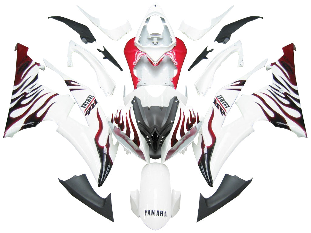 Fairings 2008-2016 Yamaha YZF-R6 White & Red Flame R6  Generic