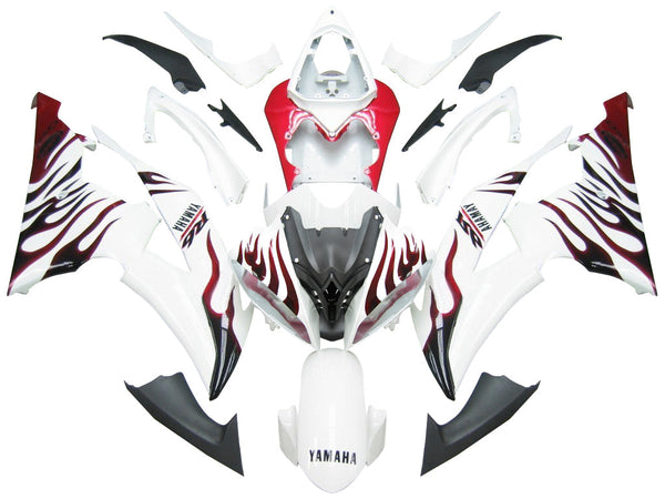 Fairings 2008-2016 Yamaha YZF-R6 White & Red Flame R6  Generic
