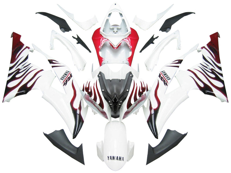 انسيابية 2008-2016 ياماها YZF-R6 لهب أبيض وأحمر R6 عام