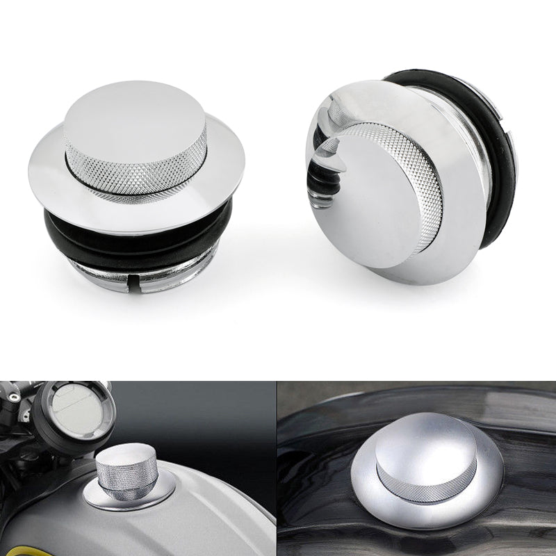 Chrome Pop-Up Fuel Gas Cap Cover Set fit Harley Davidson 82-UP Sportster Chopper