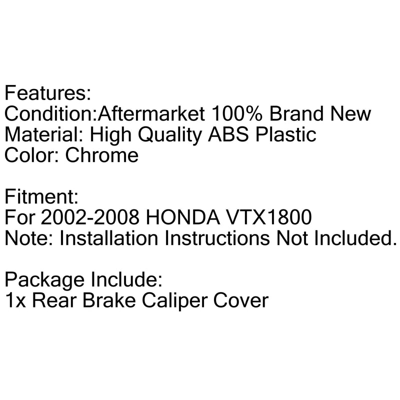 Cubiertas de pinza delantera o trasera cromadas de plástico ABS para Honda VTX 1800 2002-2007 genérico