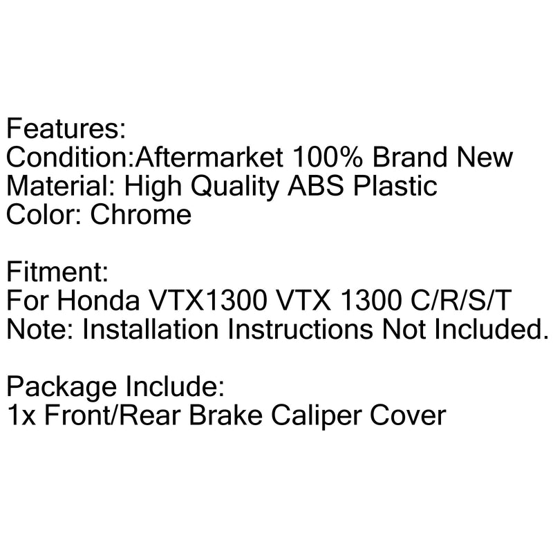 Cubiertas de pinza de freno delanteras o traseras cromadas de plástico ABS para Honda VTX 1800 02-07 genérico