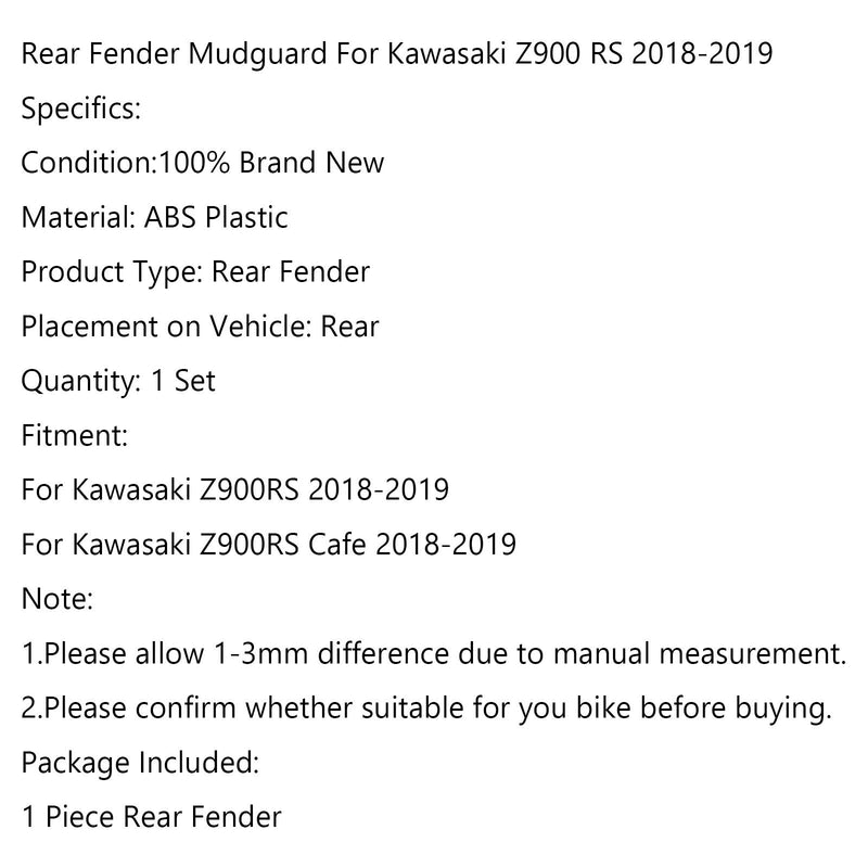 Guardabarros trasero ABS para motocicleta para Kawasaki Z900 RS z900rs cafe 2018-2019 genérico