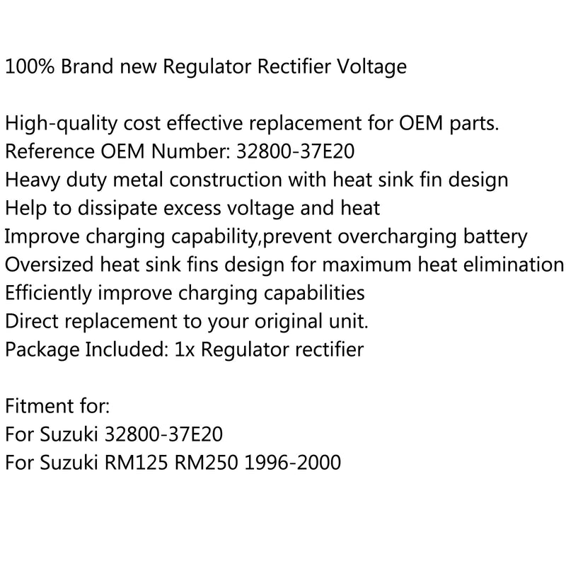 Voltage Regulator Rectifier For Suzuki 32800-37E20 RM125 RM250 1996-2000 Generic