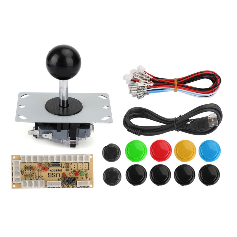 Buttons+Joystick+USB Encoder Arcade Game DIY 3in1 Kits 0 Delay Fit for MAME PC