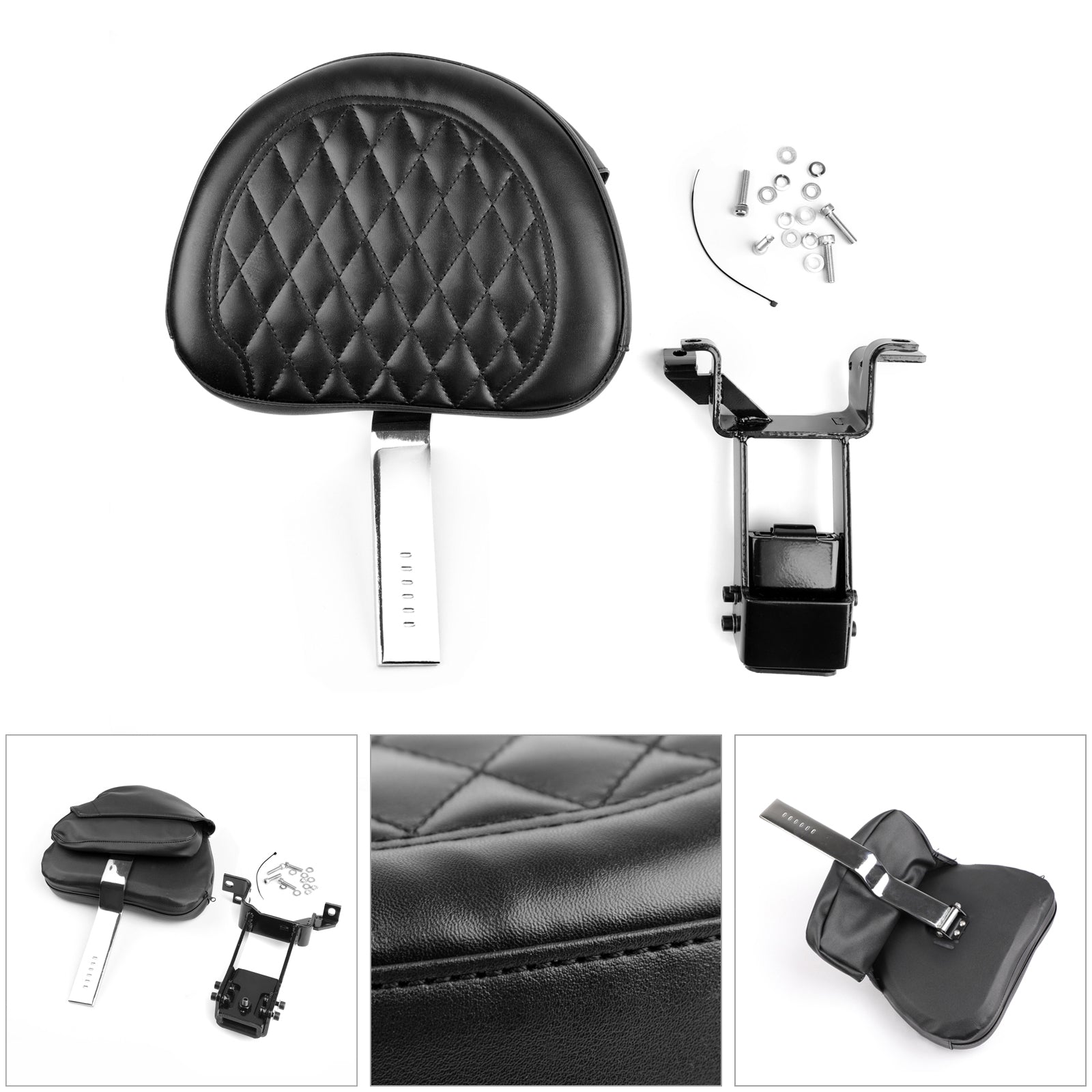 Plug-In Driver Backrest + Mounting Kit For Indian Chieftain Roadmaster 14-23 BLK Generic