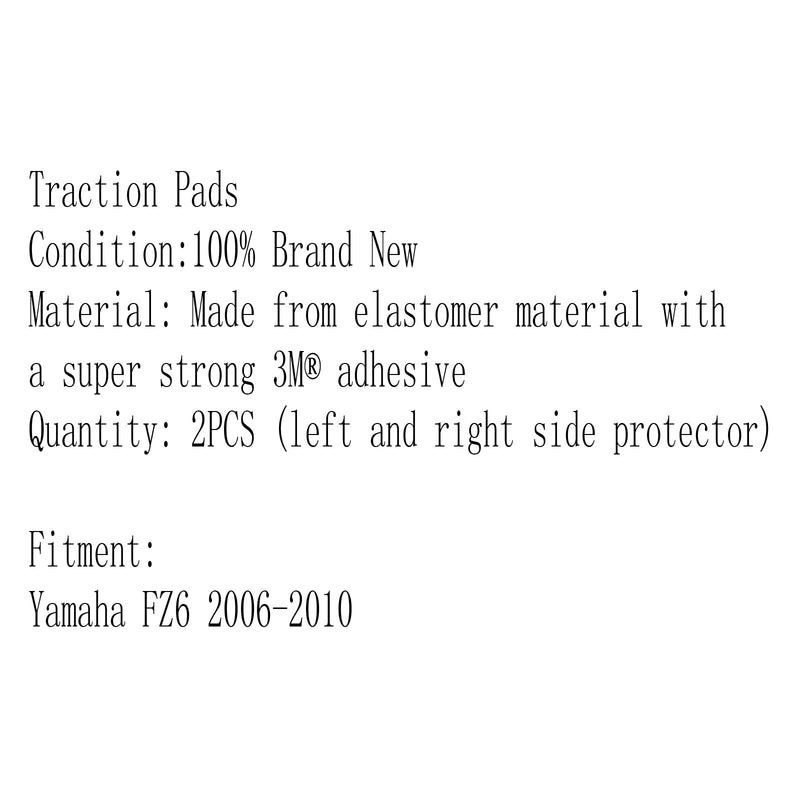 Tank Traction Pad Side Gas Knee Protector 3M Para Yamaha FZ6 2006-2010 Genérico
